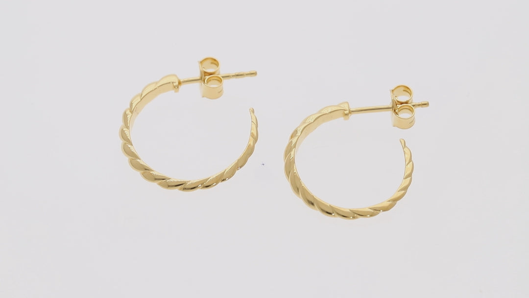 GOLD VERMEIL THIN CROISSANT DOME C HOOP EARRINGS FOR WOMEN