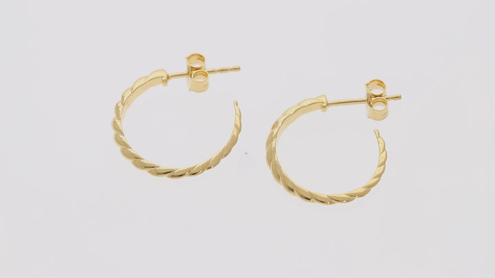 GOLD VERMEIL THIN CROISSANT DOME C HOOP EARRINGS FOR WOMEN