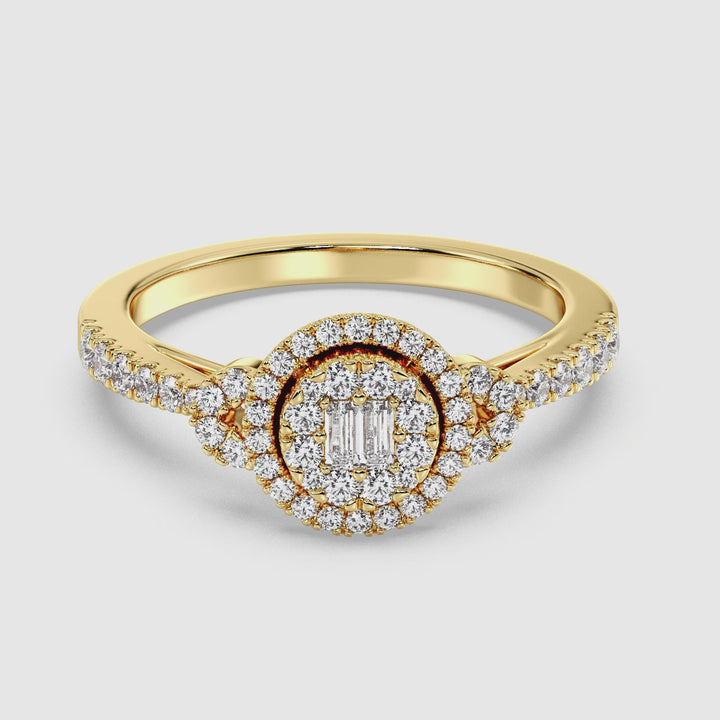 Round Cluster Halo Engagement Ring i 18K guld med 0,54 CTTW Lab-dyrkede diamanter