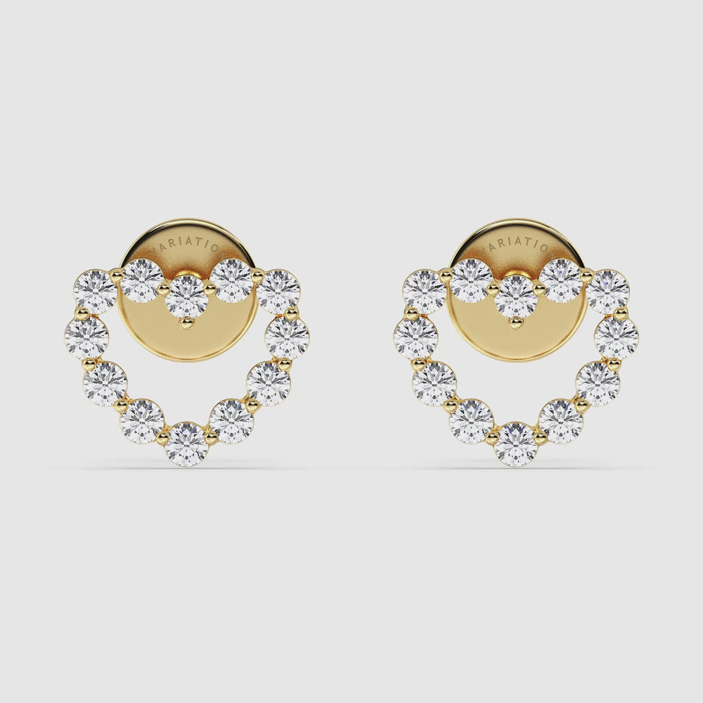 Round Cut Lab Grown Diamond Heart Shaped Stud Earrings Video