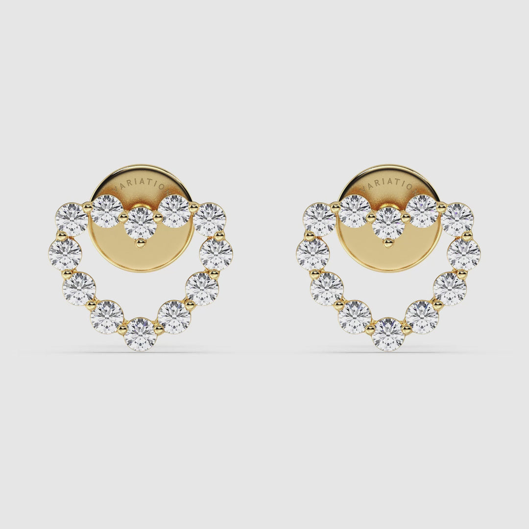 18K Gold Heart-Shaped Stud Earrings with Round Lab-Grown Diamonds