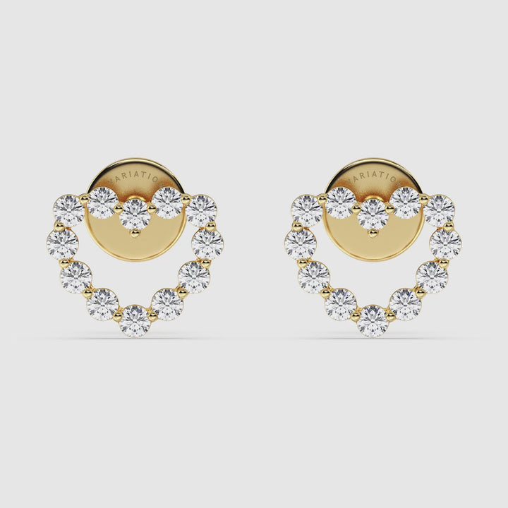 18K Gold Heart-Shaped Stud Earrings with Round Lab-Grown Diamonds