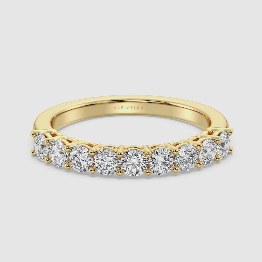 Elegant Nine-Stone Round Lab-Grown Diamond Wedding Ring in 18K Solid Gold