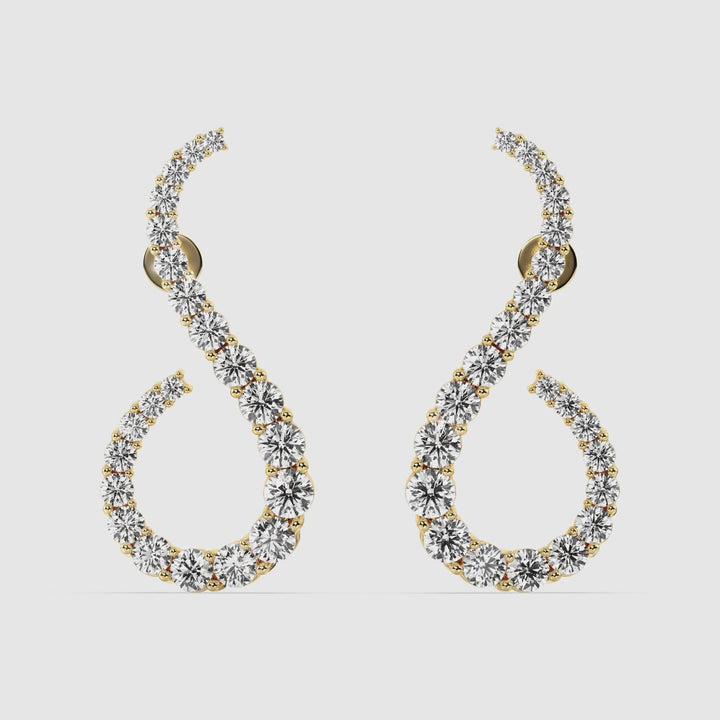 18K Solid Gold Hoop Earrings with 3.9 Ct Round Lab-Grown Diamonds