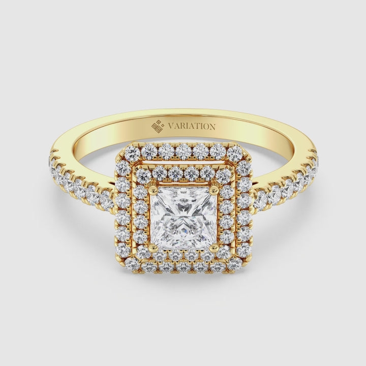 Princess Double Halo Engagement Ring