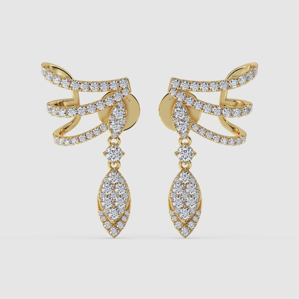 Round Cut Lab Grown Diamond Drop Earrings Video