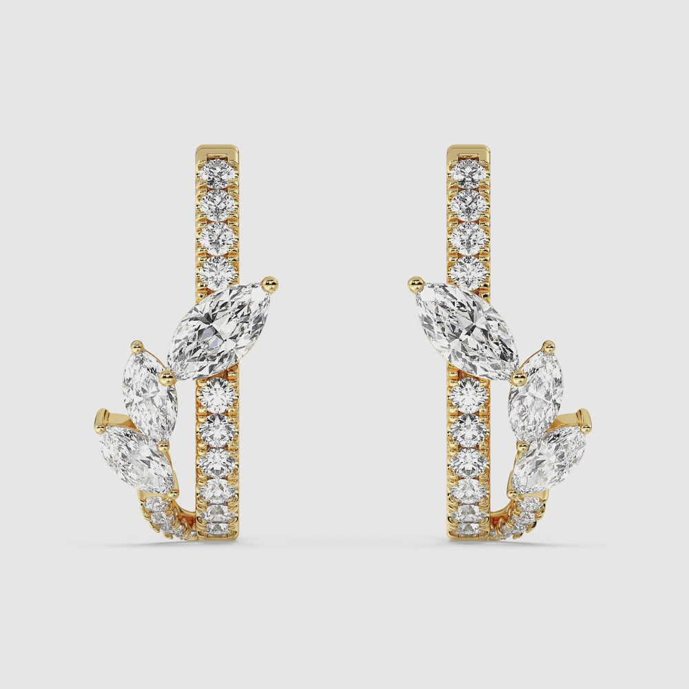 Mixed Cut Lab Grown Diamond Twist Hoop Earrings Video in 18K Gold
