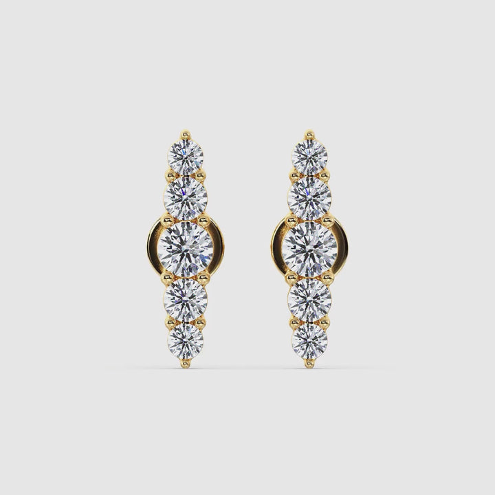 18K Solid Gold Elle Stud Earrings with Screw Backs, 0.46CT Total Lab-Grown Diamonds in Yellow, White, or Rose Gold