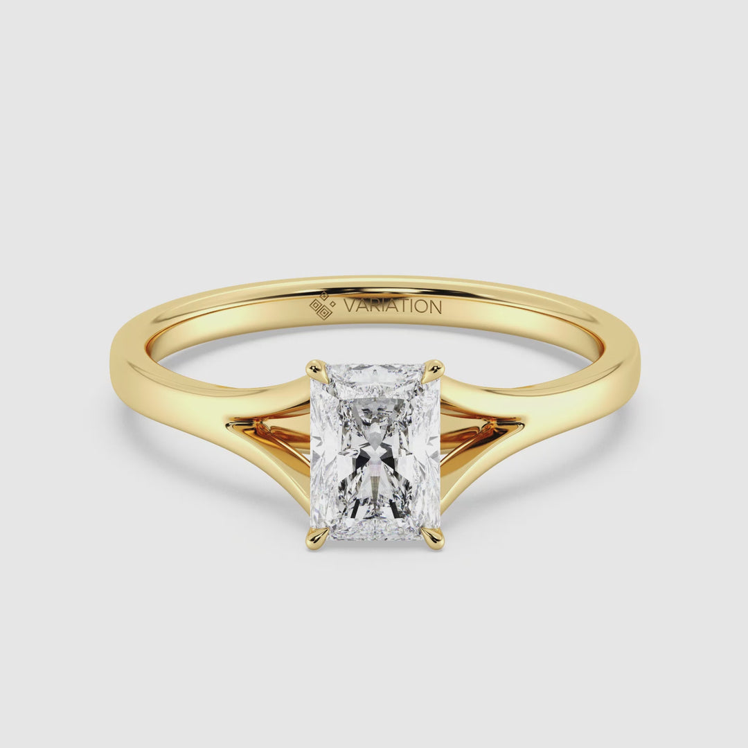 Radiant Split Shank Solitaire Ring