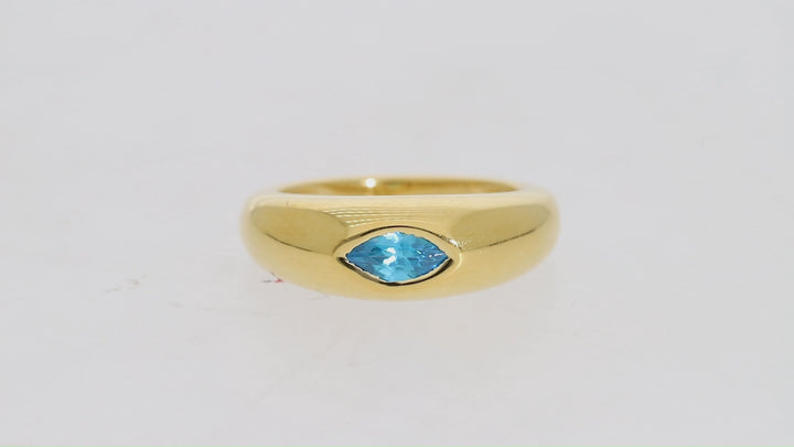 GOLD VERMEIL BLAU TOPAS ELEGANZ: Exquisiter Ring