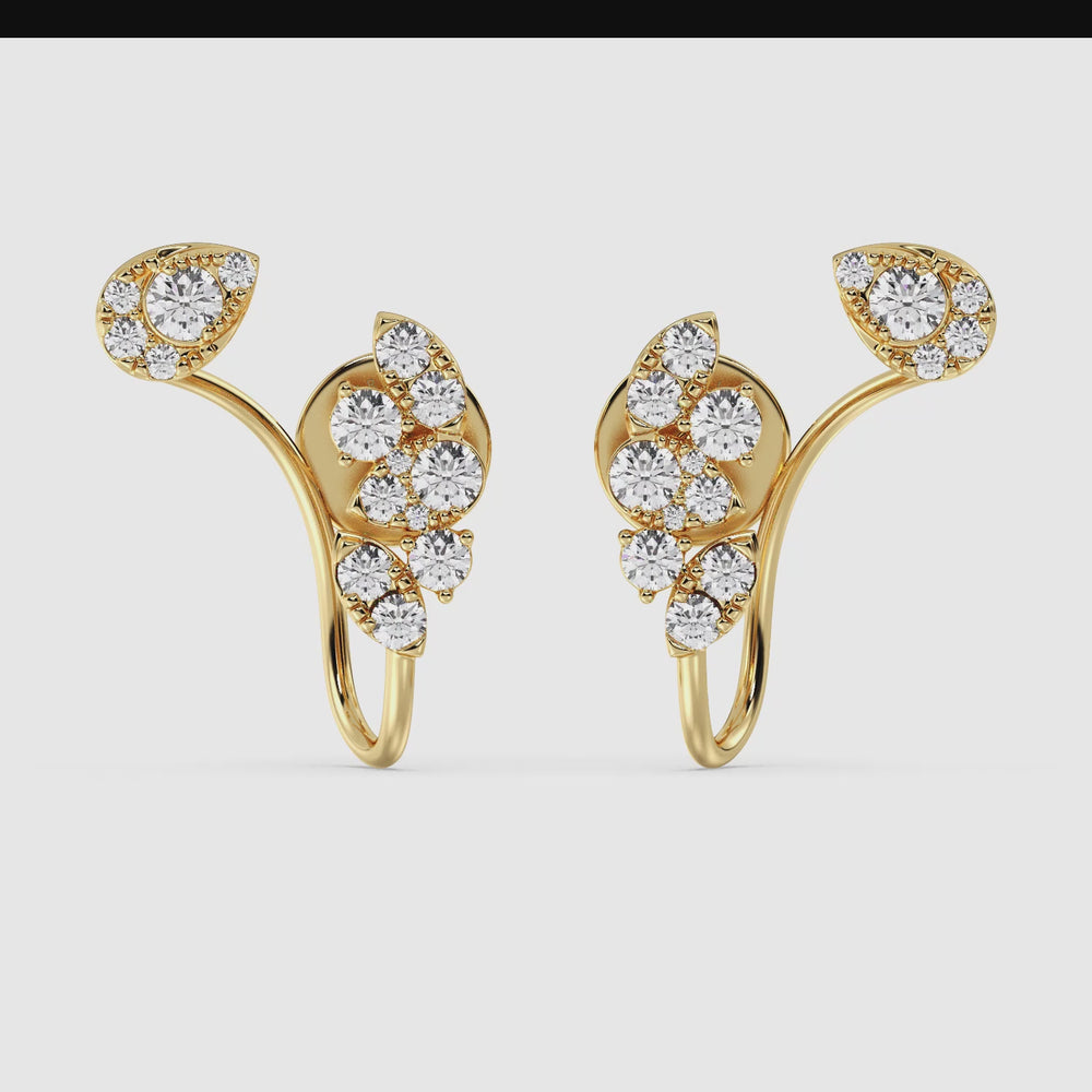 Round Cut Lab Grown Diamond Cluster Stud Earrings Video