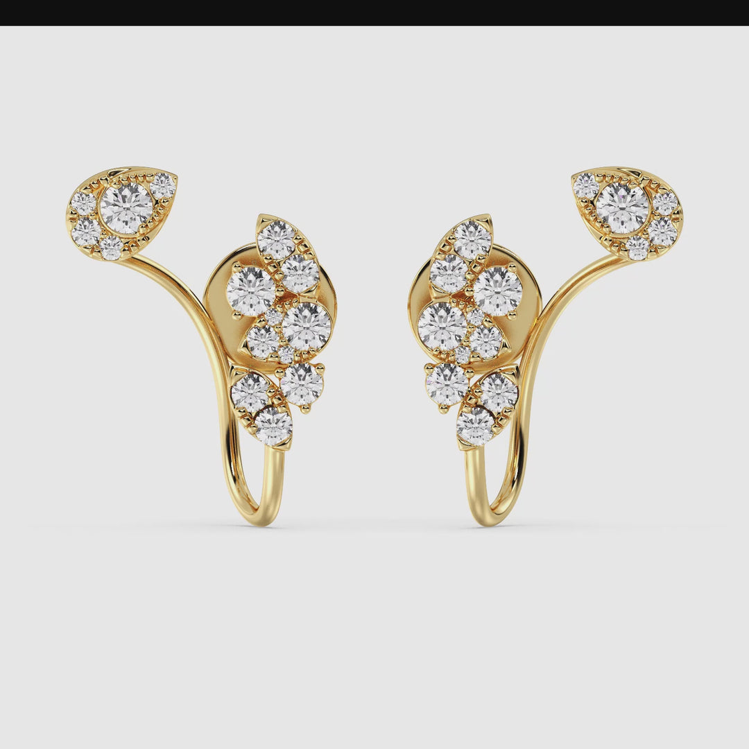 18K Gold Lab-Grown Diamond Studded Earrings