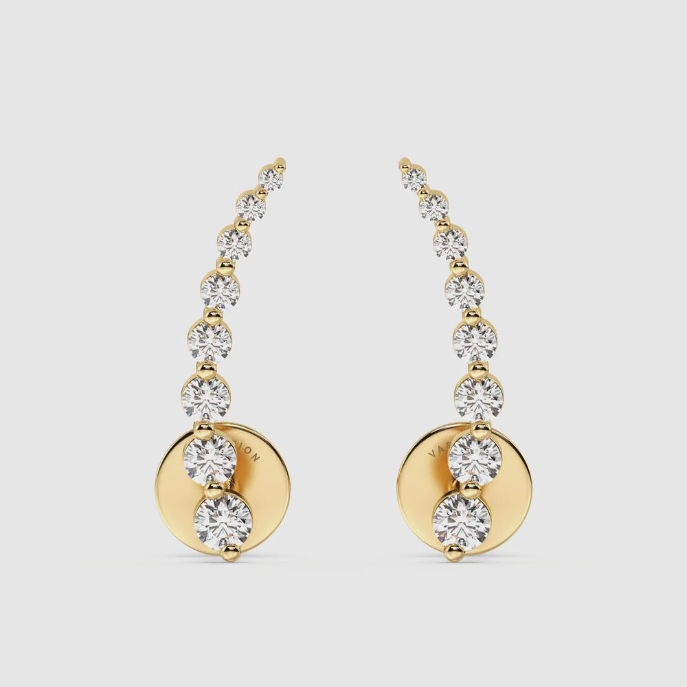 Round Cut Lab Grown Diamond Arc Stud Earrings Video