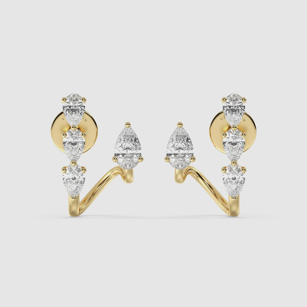 Pear Cut Lab Grown Diamond Cluster Stud Earrings Video