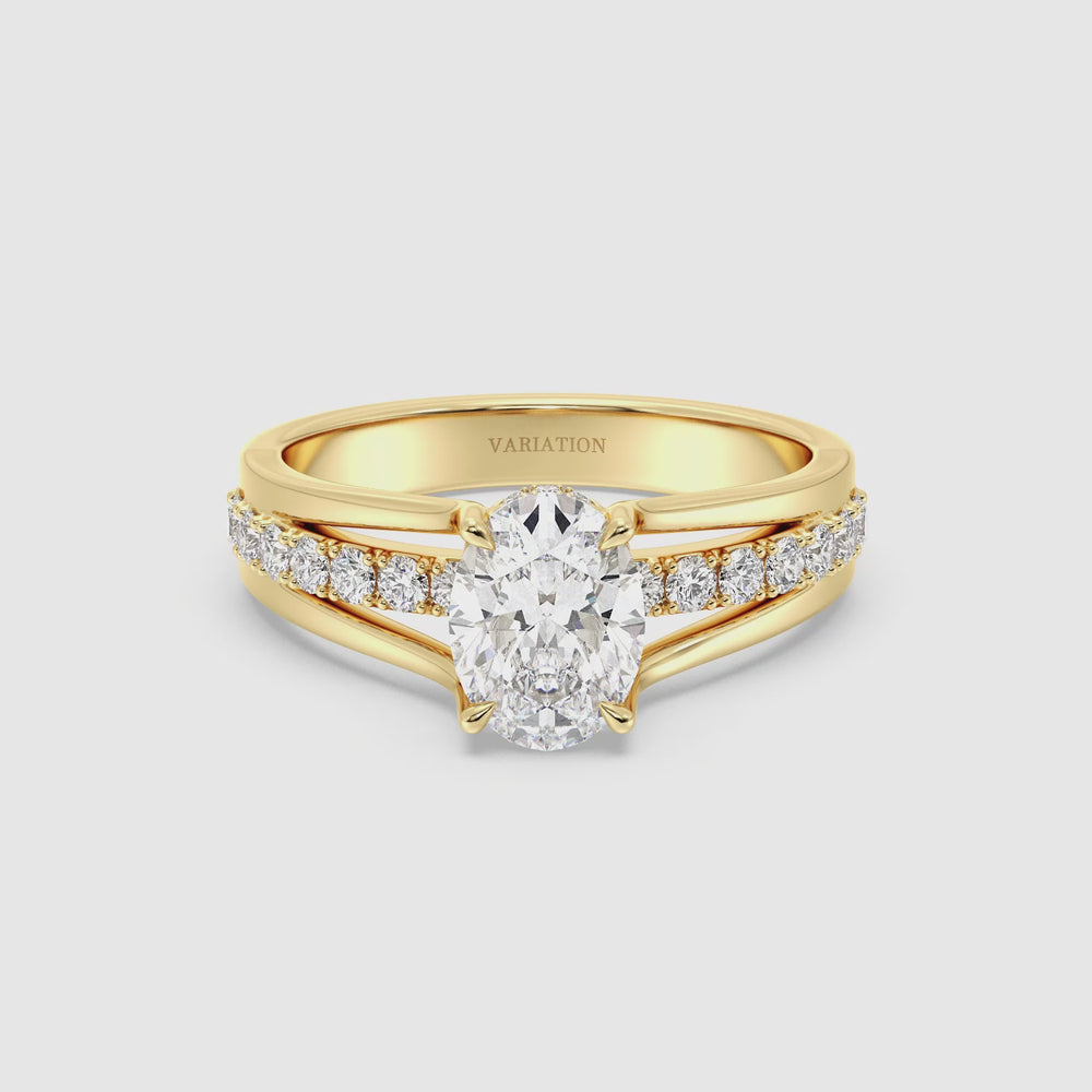 Oval Cut Lab Grown Diamond Halo Split Shank Ring Video