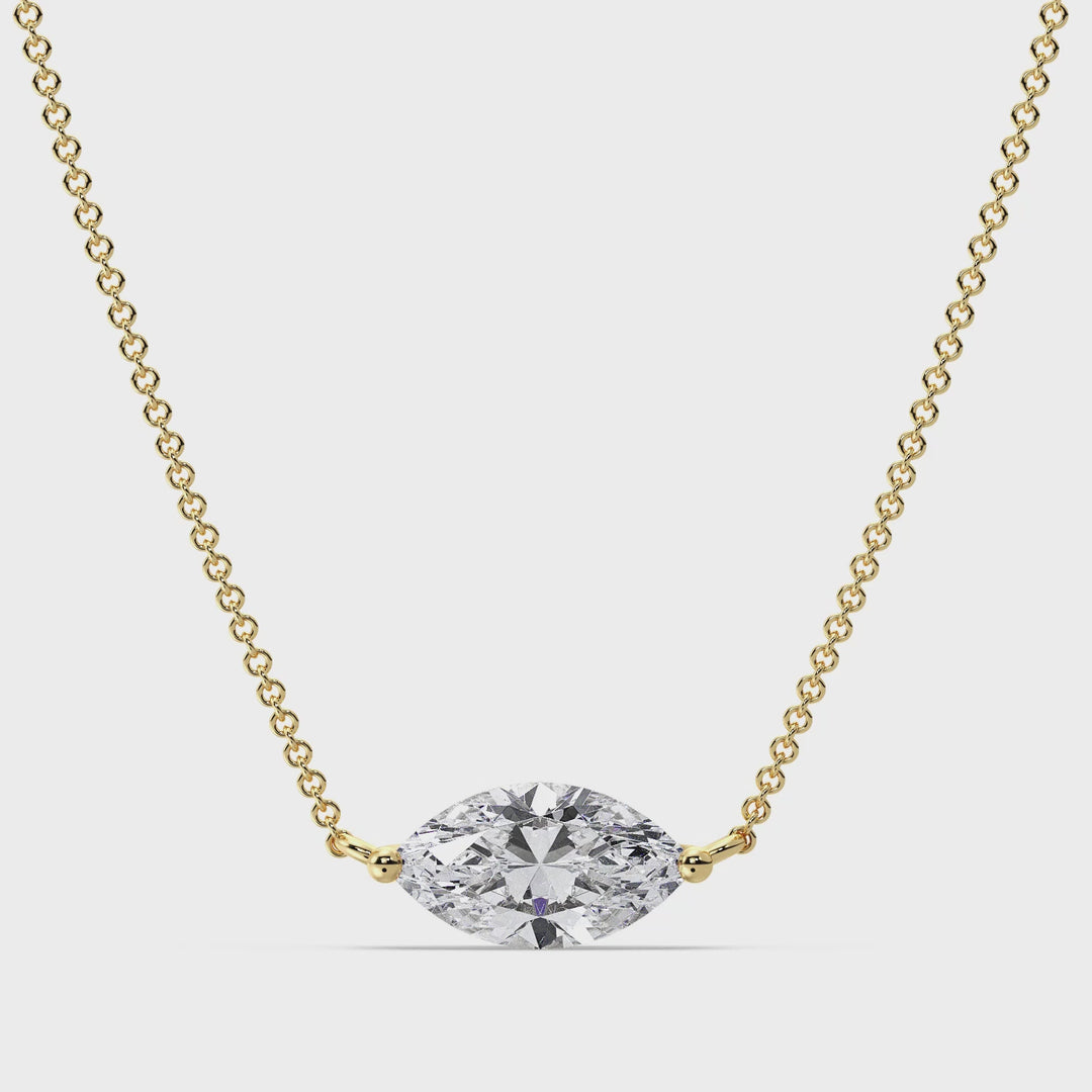 2.00 Carat Lab-Grown Marquise Diamond Solitaire Pendant Necklace in 18K Solid Gold