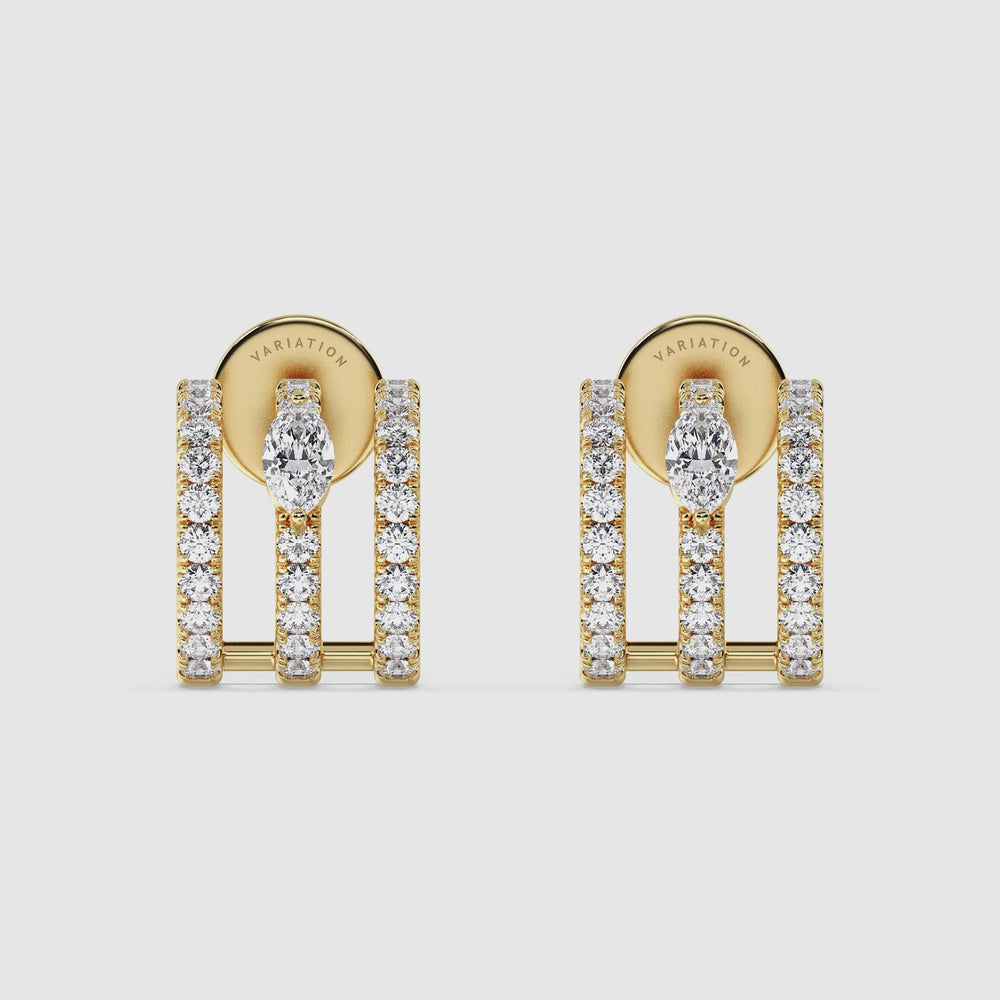 Mixed Cut Lab Grown Diamond Triple Row Hoop Earrings Video