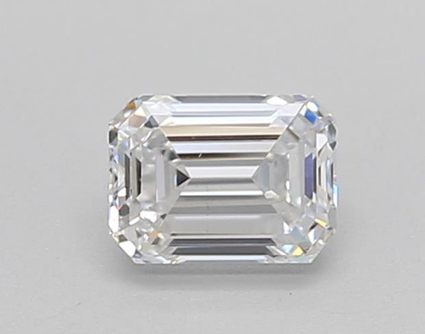 Experience Brilliance: Video showcasing an IGI Certified 0.50 CT Emerald Cut Lab Grown Diamond - D Color, VS2 Clarity, HPHT Type