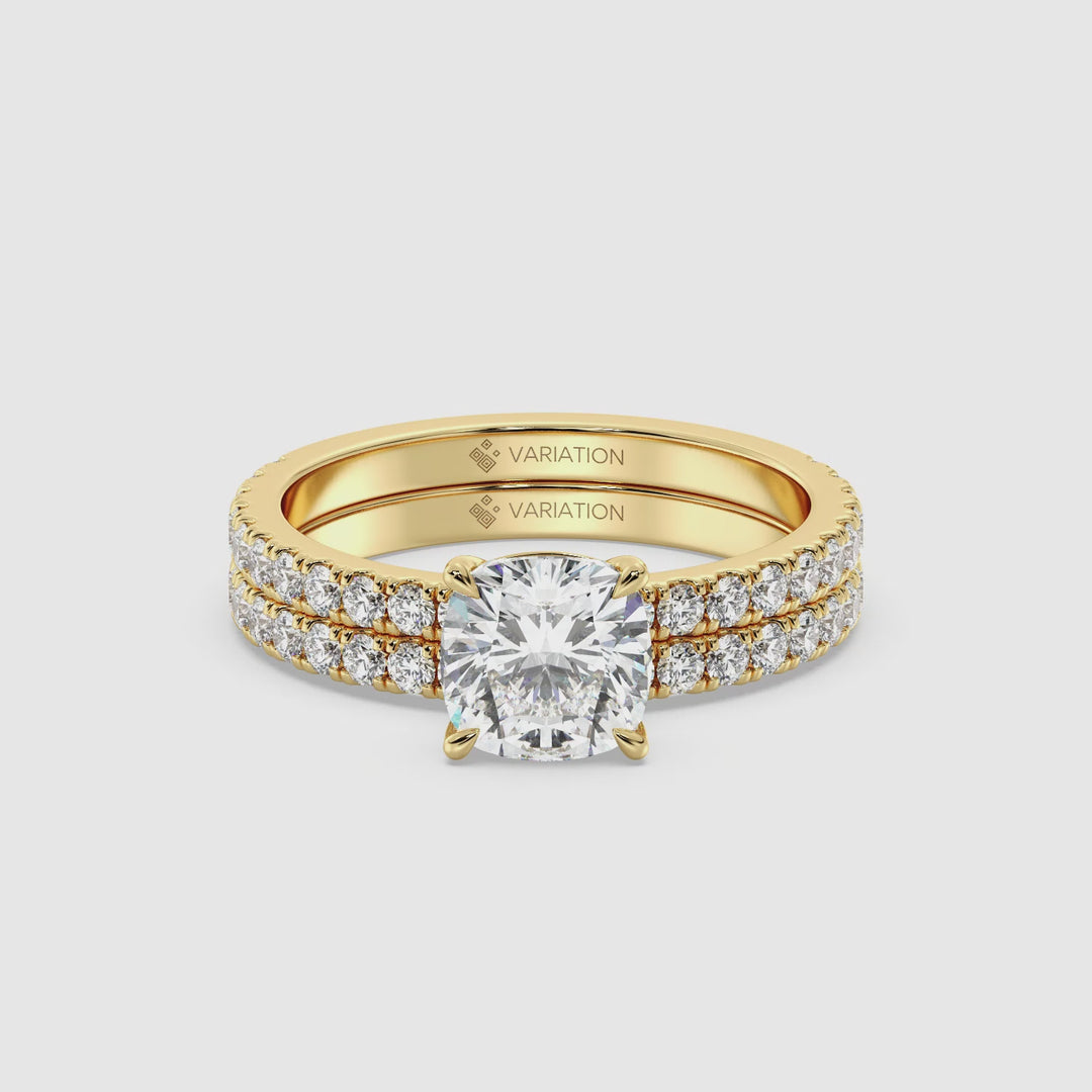 Cushion Cut Engagement Ring with Wedding Band