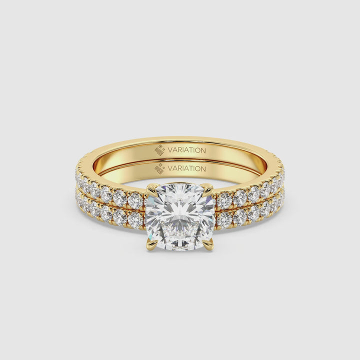 Cushion Cut Engagement Ring with Wedding Band