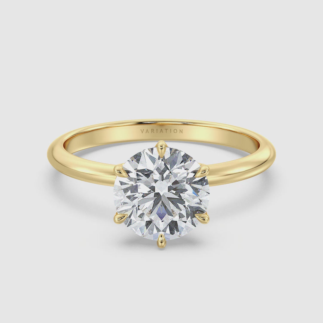 Tidlös 6-PRONG RUND LAB-GROWN DIAMOND SOLITAIRE Petal Engagement Ring in 18k Gold