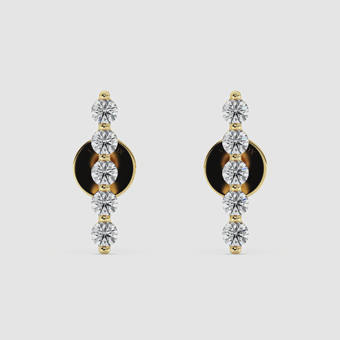 Lab Grown Diamond Long Bar Stud Earrings