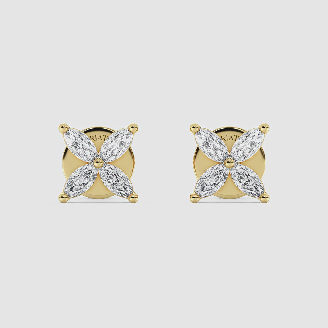 Marquise Cut Lab Grown Diamond Four Stone Stud Earrings