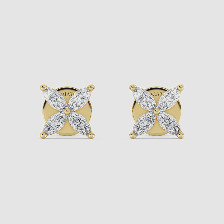 Marquise Cut Lab Grown Diamond Four Stone Stud Earrings