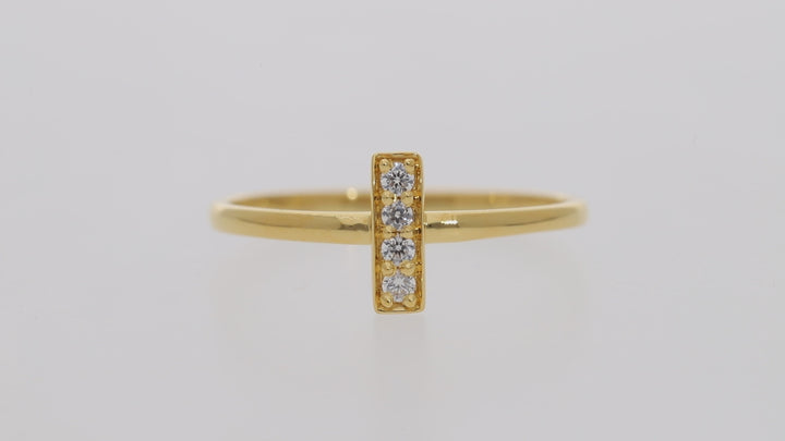 Gold Vermeil Cz-Accented Bar Ring