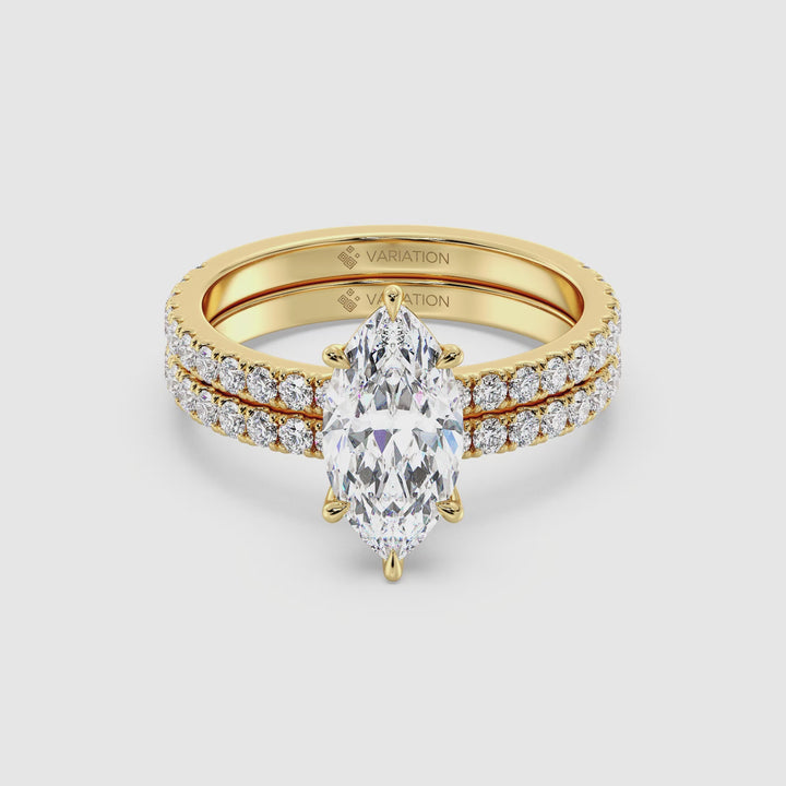 Marquise Engagement Ring with Wedding Band