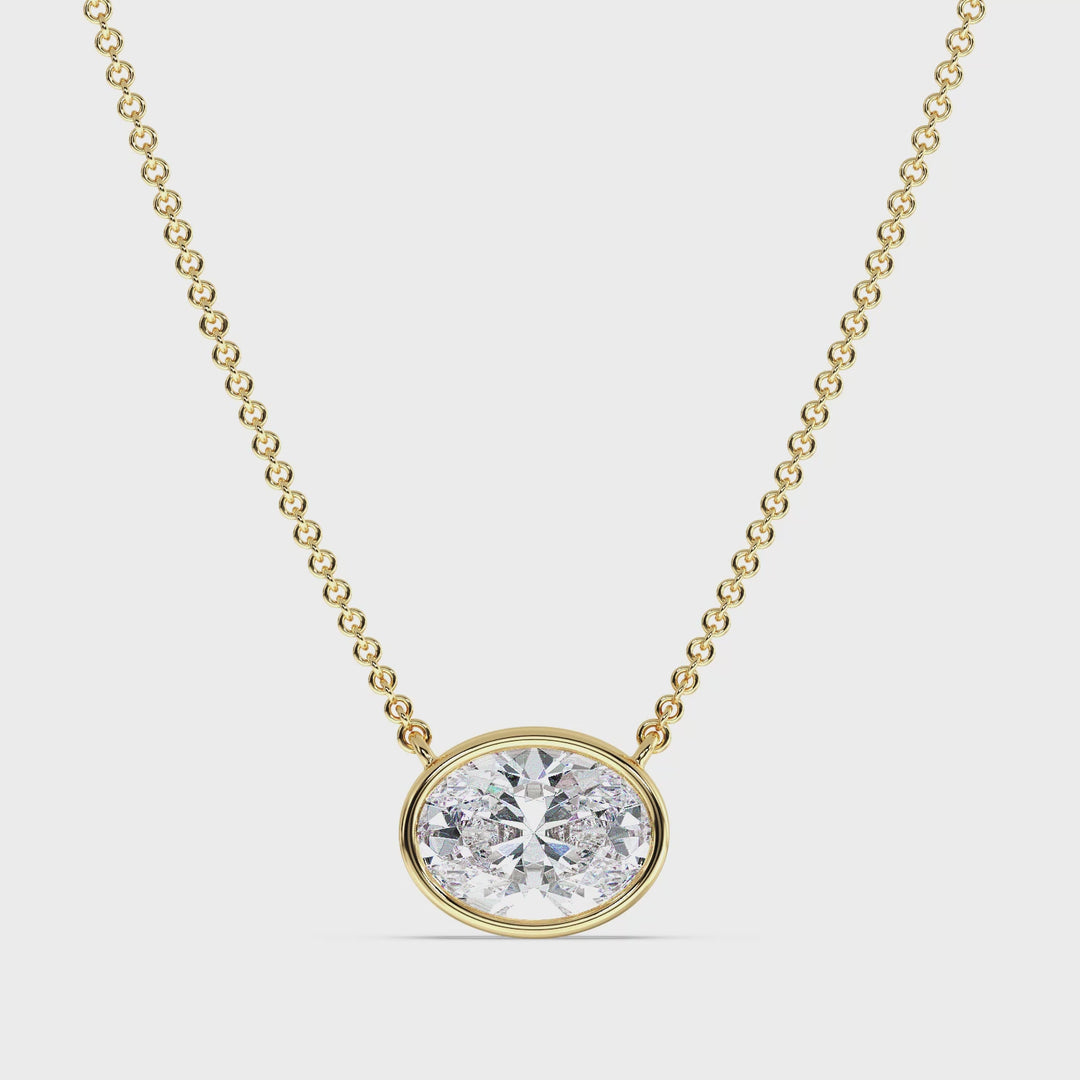 2 Carat Bezel-Set Oval Lab-Grown Diamond Solitaire Pendant Necklace