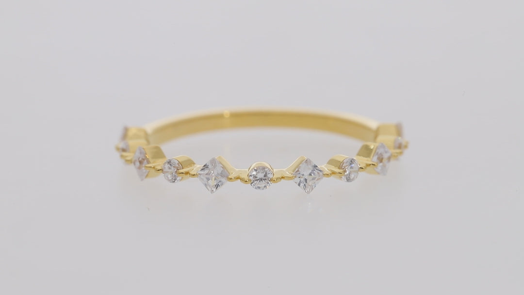 Gold Vermeil Cubic Zirconia Wedding Band Delicate Ring