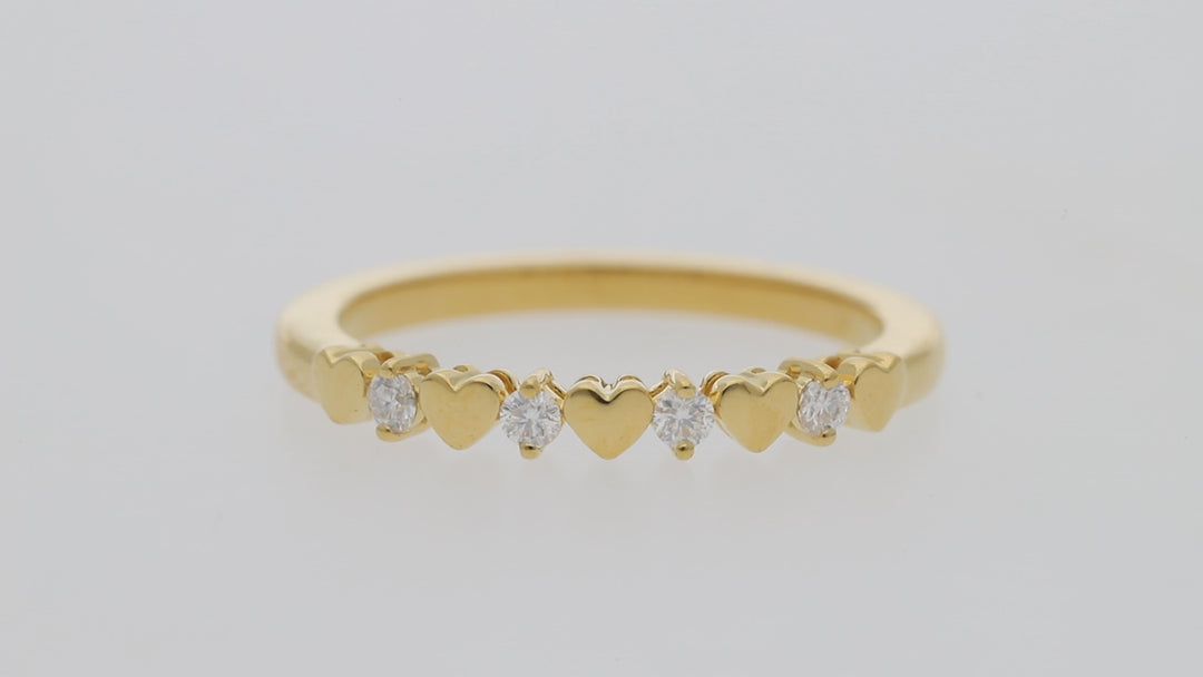 Gold Vermeil Heart Stackable Ring With Stones