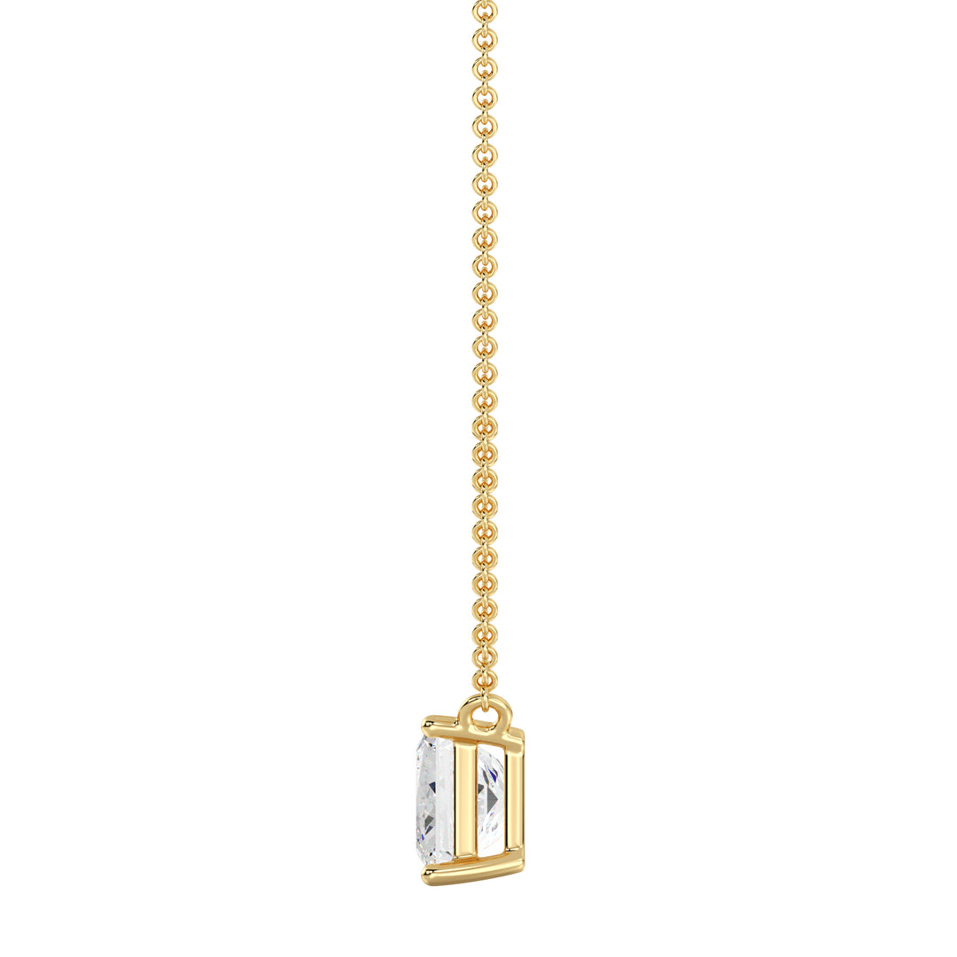 Princess Cut Lab Grown Diamond Necklace in 18K Yellow Gold Prong Setting