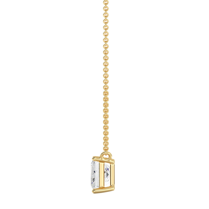 Princess Cut Lab Grown Diamond Necklace in 18K Yellow Gold Prong Setting