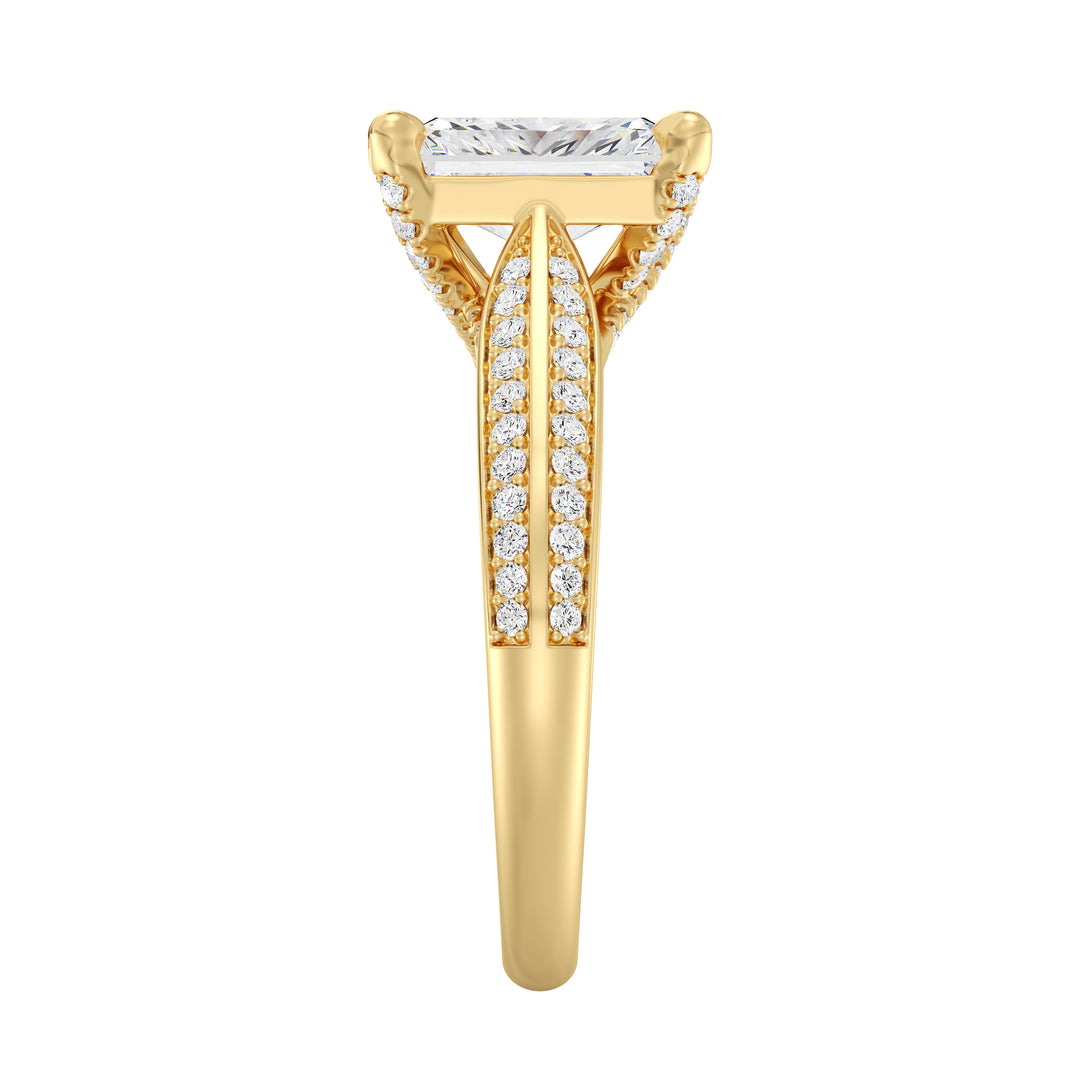 Radiant Cut Halo Lab Grown Diamond Ring in 18K Yellow Gold