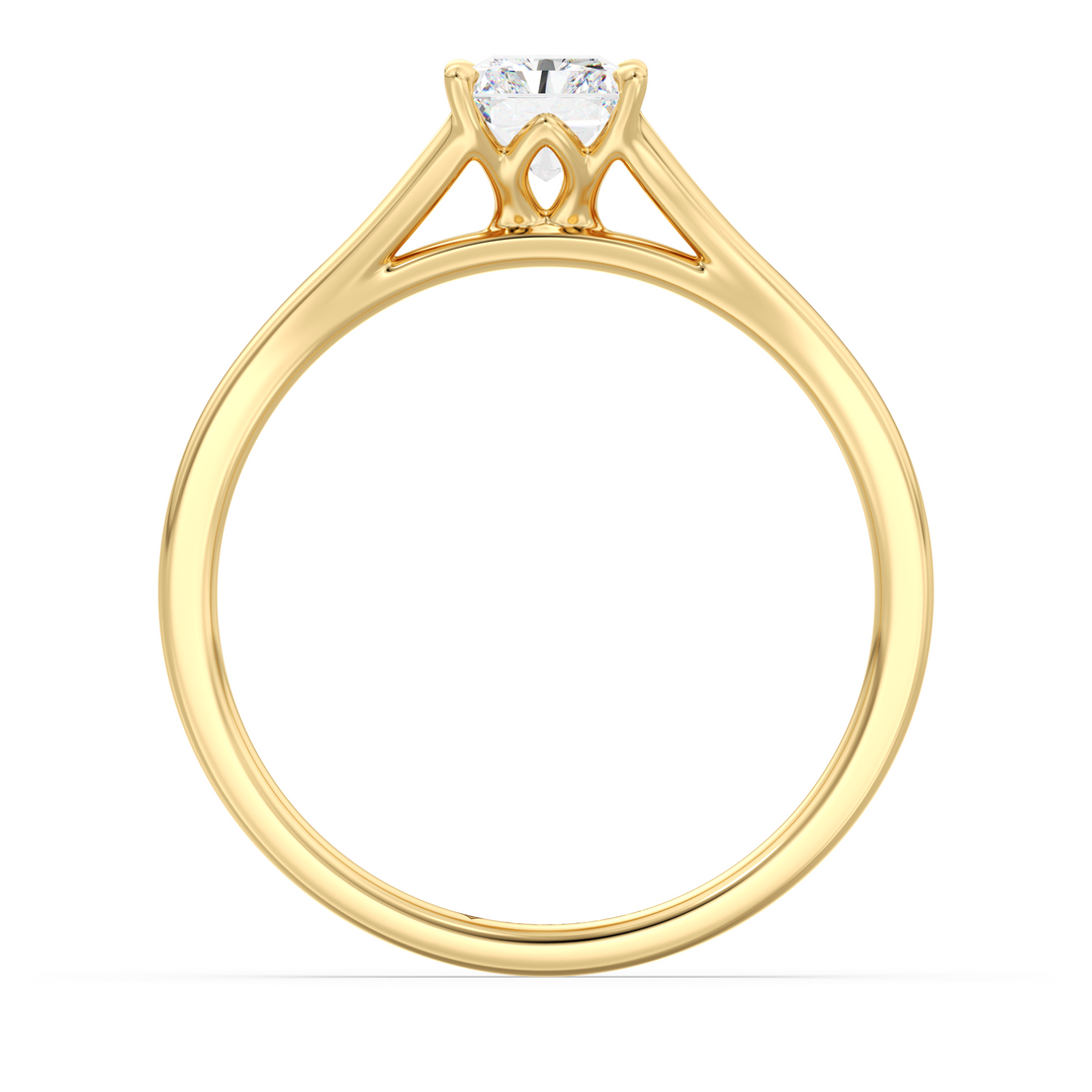 Radiant Cut Lab Grown Diamond Ring with Split Shank Design in Yellow Gold