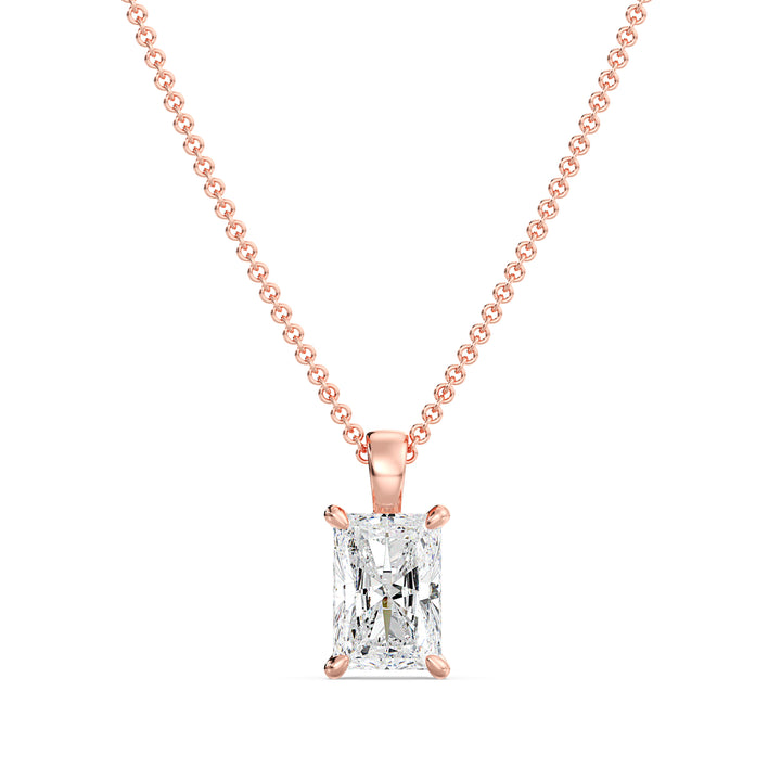 Radiant Cut Lab Grown Diamond Solitaire Pendant in 18K Rose Gold