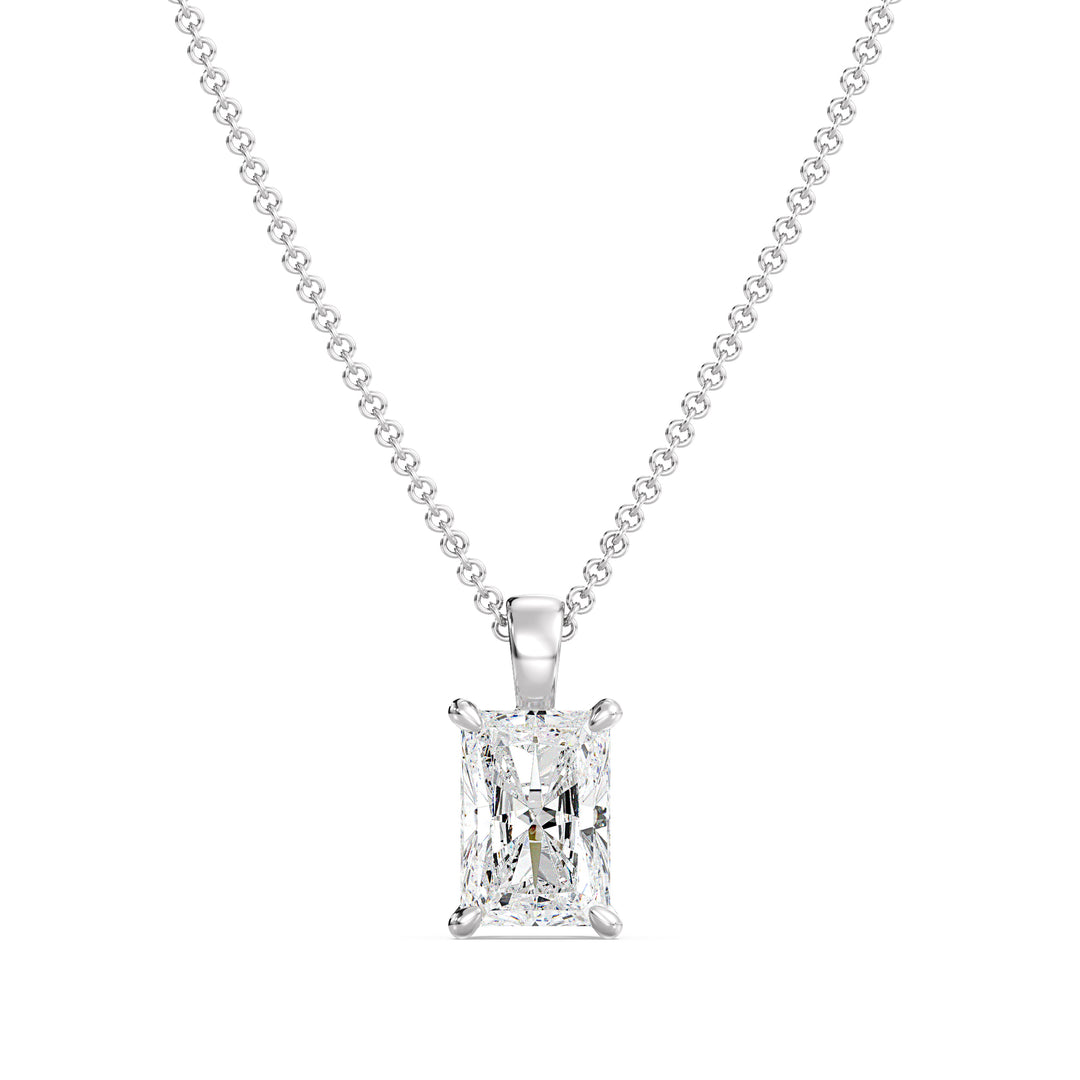 Radiant Cut Lab Grown Diamond Solitaire Pendant in 18K White Gold