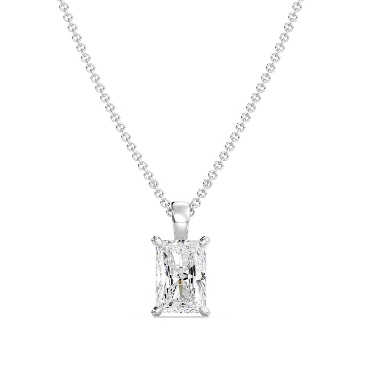 Radiant Cut Lab Grown Diamond Solitaire Pendant in 18K White Gold