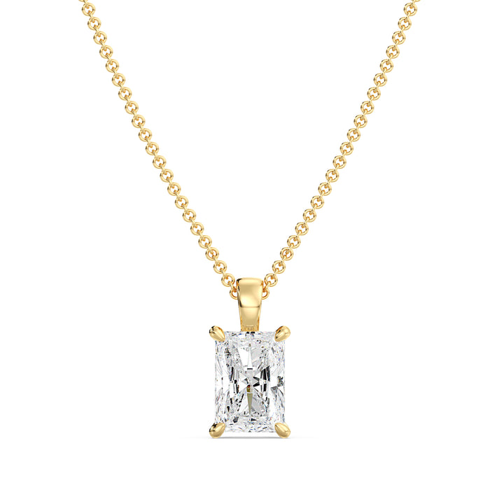 Radiant Cut Lab Grown Diamond Solitaire Pendant in 18K Yellow Gold
