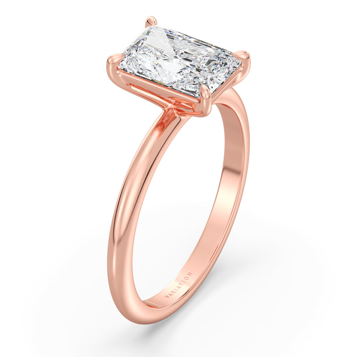 Radiant Cut Lab Grown Diamond Solitaire Ring in 18K Rose Gold