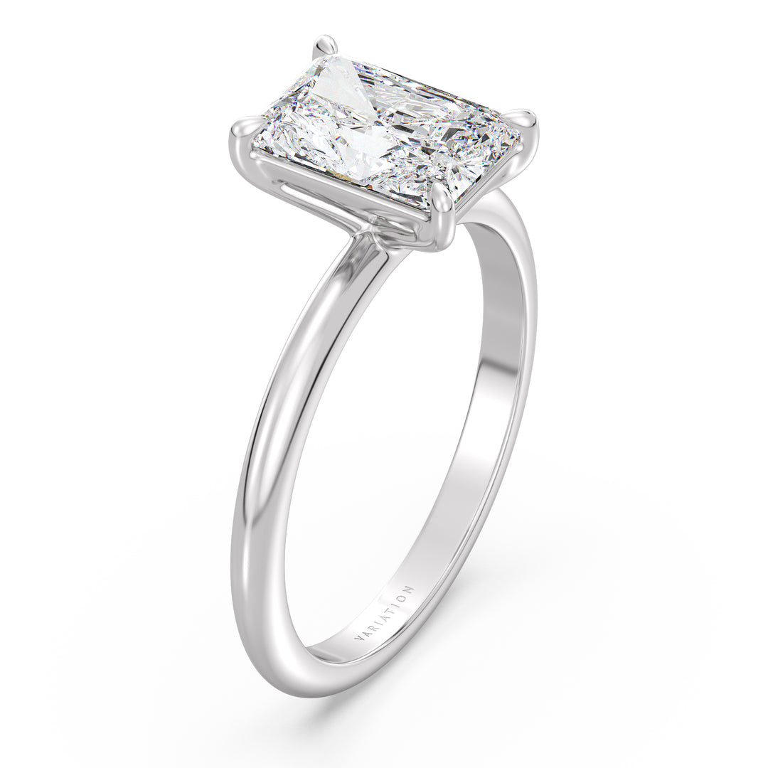 Radiant Cut Lab Grown Diamond Solitaire Ring in 18K White Gold