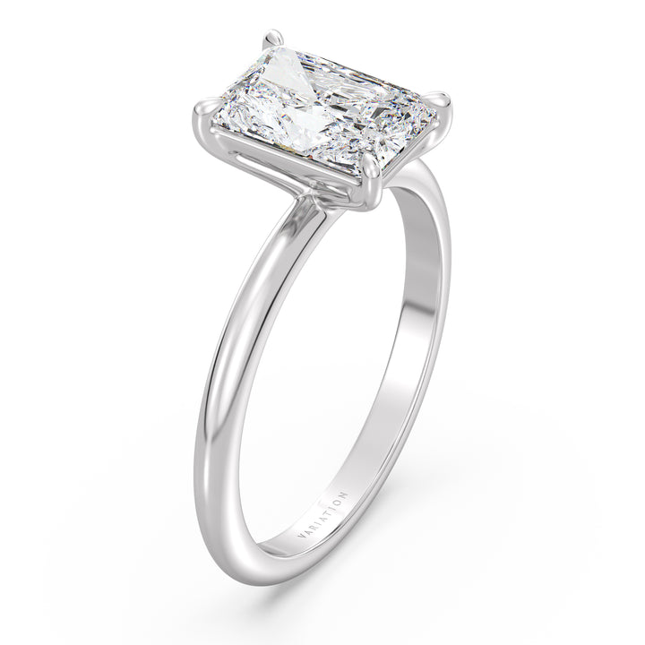 Radiant Cut Lab Grown Diamond Solitaire Ring in 18K White Gold