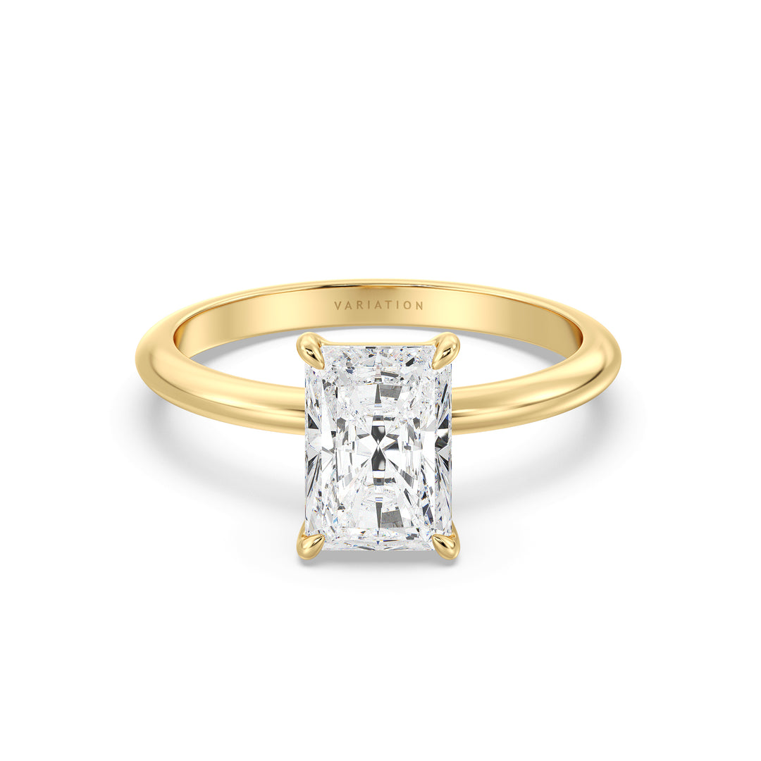 Radiant Cut Lab Grown Diamond Solitaire Ring in 18K Yellow Gold