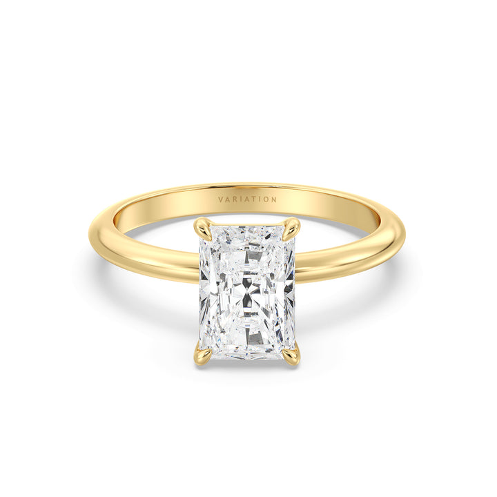 Radiant Cut Lab Grown Diamond Solitaire Ring in 18K Yellow Gold