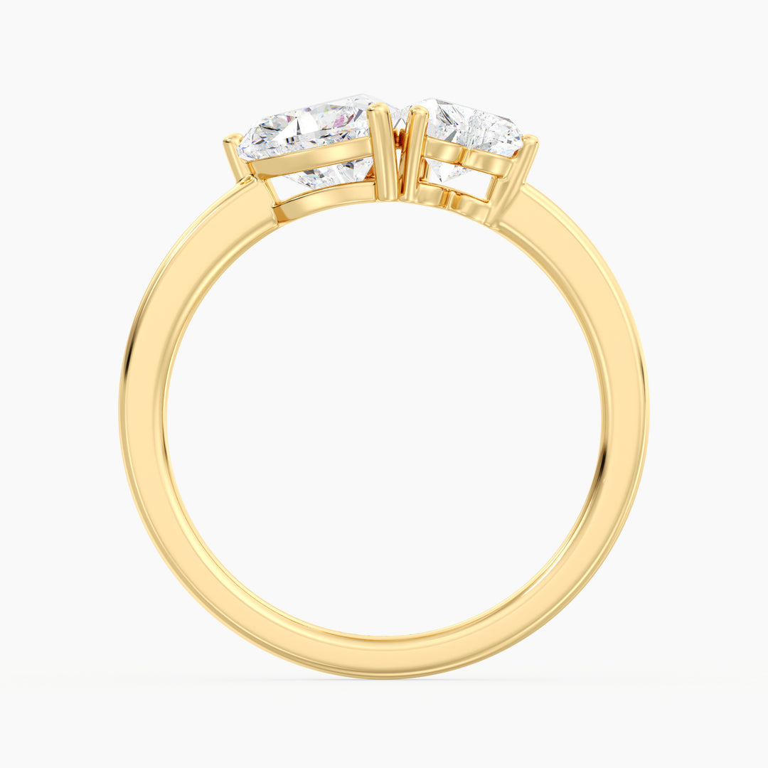Romantic Double Heart Diamond Ring in 18K Yellow Gold
