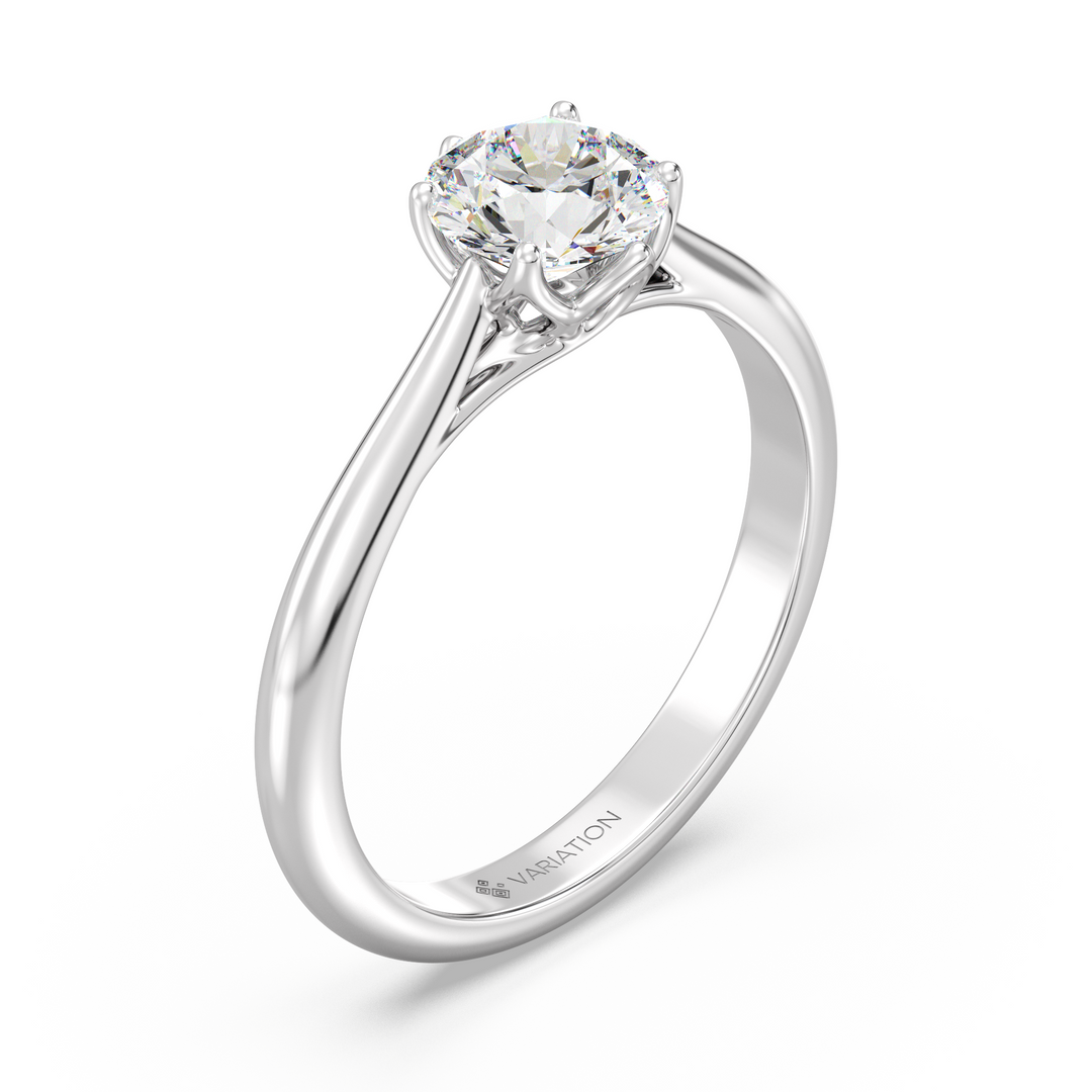 Round Brilliant Cut Lab Grown Diamond 6 Claw Solitaire Ring in 18K White Gold