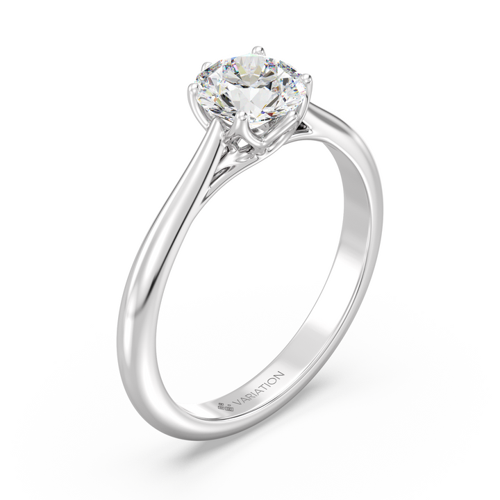 Round Brilliant Cut Lab Grown Diamond 6 Claw Solitaire Ring in 18K White Gold