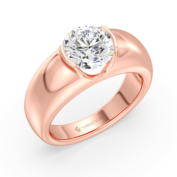 Round Brilliant Cut Lab Grown Diamond Bezel Solitaire Ring in 18K Rose Gold